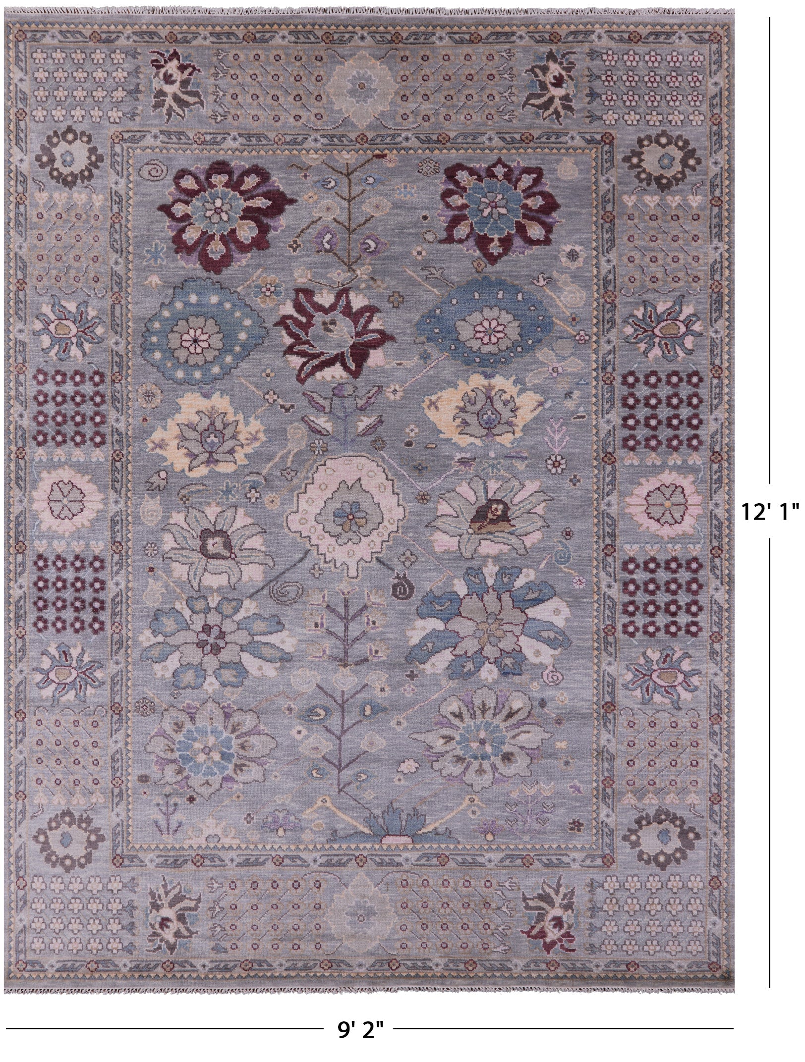 Grey Turkish Oushak Hand Knotted Wool Rug - 9' 2" X 12' 1" - Golden Nile