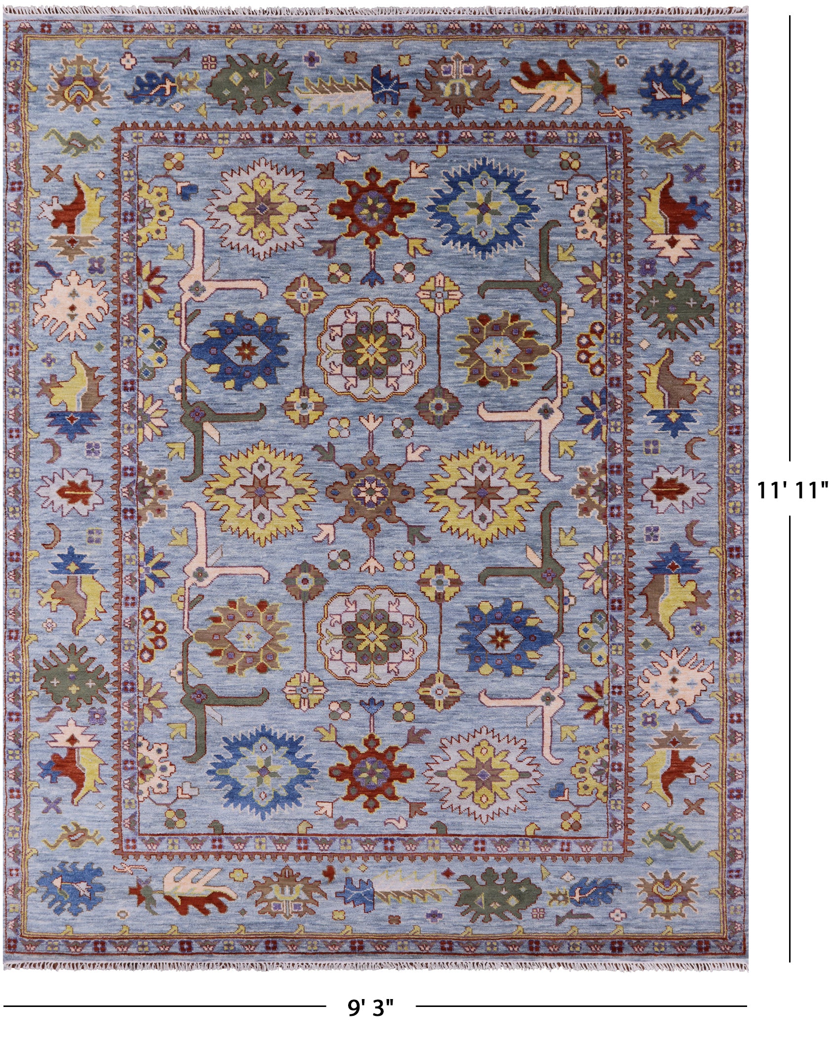 Turkish Oushak Hand Knotted Wool Rug - 9' 3" X 11' 11" - Golden Nile