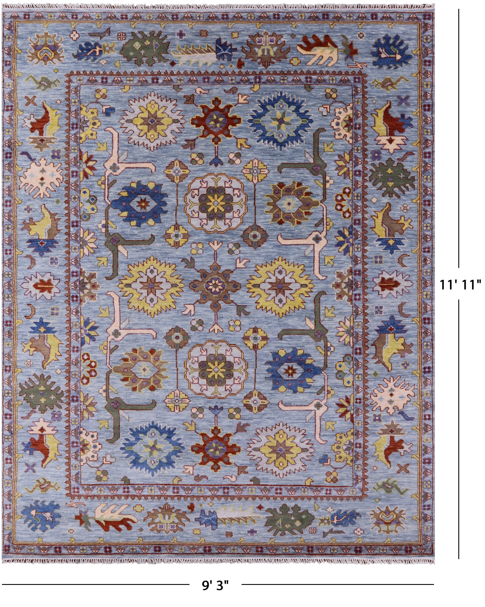 Turkish Oushak Hand Knotted Wool Rug - 9' 3" X 11' 11" - Golden Nile