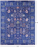 Blue Turkish Oushak Hand Knotted Wool Rug - 9' 3" X 11' 9" - Golden Nile