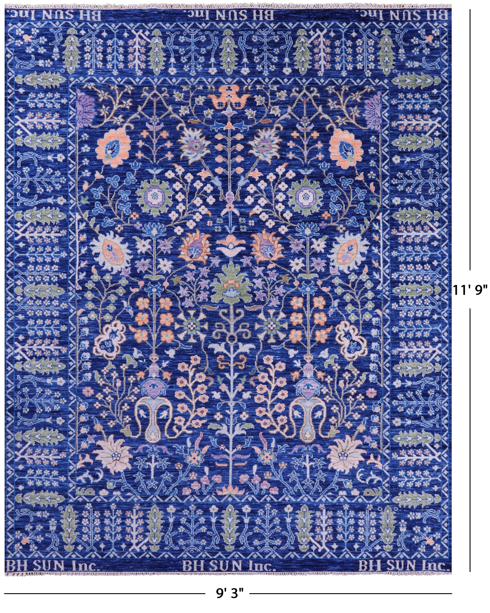 Blue Turkish Oushak Hand Knotted Wool Rug - 9' 3" X 11' 9" - Golden Nile