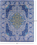 Blue Persian Fine Serapi Handmade Wool Rug - 9' 5" X 12' 0" - Golden Nile