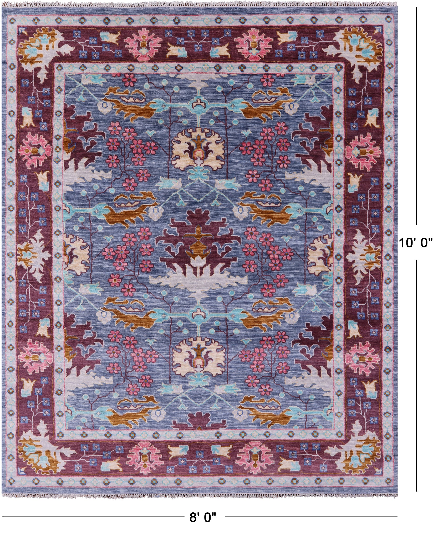 William Morris Hand Knotted Wool Rug - 8' 0" X 10' 0" - Golden Nile