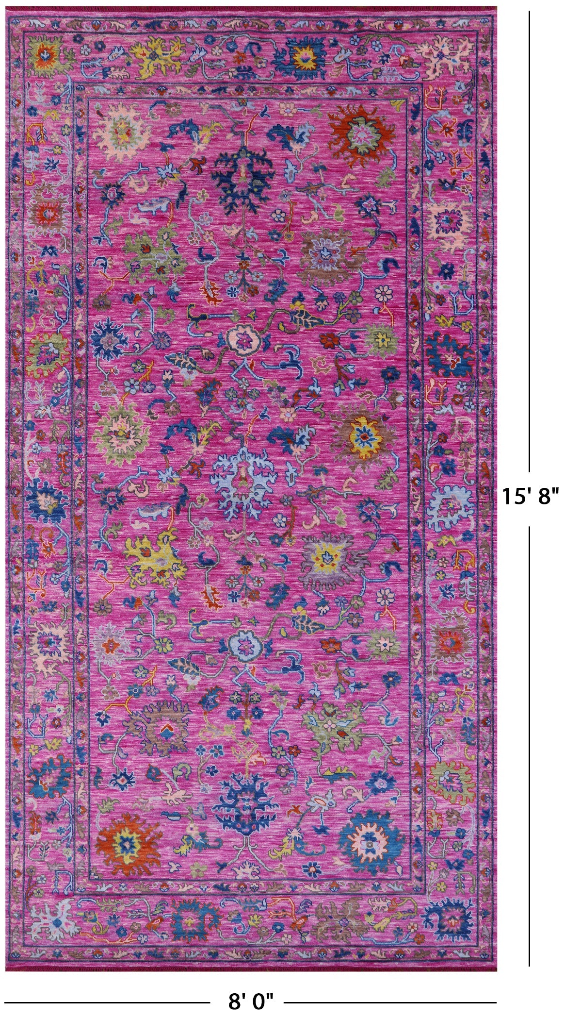 Pink Turkish Oushak Hand Knotted Wool Rug - 8' 0" X 15' 8" - Golden Nile