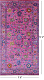 Pink Turkish Oushak Hand Knotted Wool Rug - 7' 2" X 14' 2" - Golden Nile
