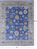 Blue Turkish Oushak Hand Knotted Wool Rug - 8' 1" X 10' 2" - Golden Nile