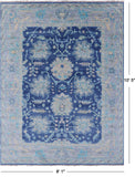 Blue Turkish Oushak Hand Knotted Wool Rug - 8' 1" X 10' 5" - Golden Nile