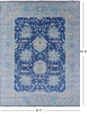 Blue Turkish Oushak Hand Knotted Wool Rug - 8' 1" X 10' 5" - Golden Nile