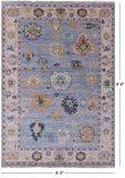 Blue Turkish Oushak Handmade Wool Rug - 6' 3" X 9' 0" - Golden Nile