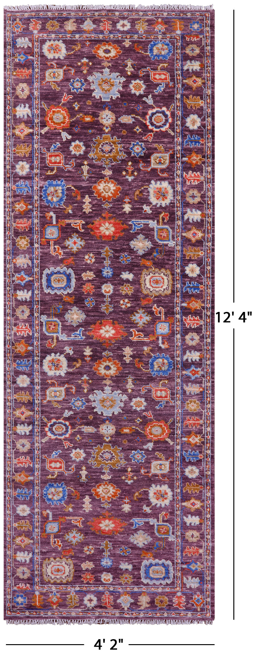 Turkish Oushak Hand Knotted Wool Runner Rug - 4' 2" X 12' 4" - Golden Nile