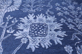 Blue Persian Hand Knotted Wool & Silk Rug - 9' 0" X 12' 4" - Golden Nile