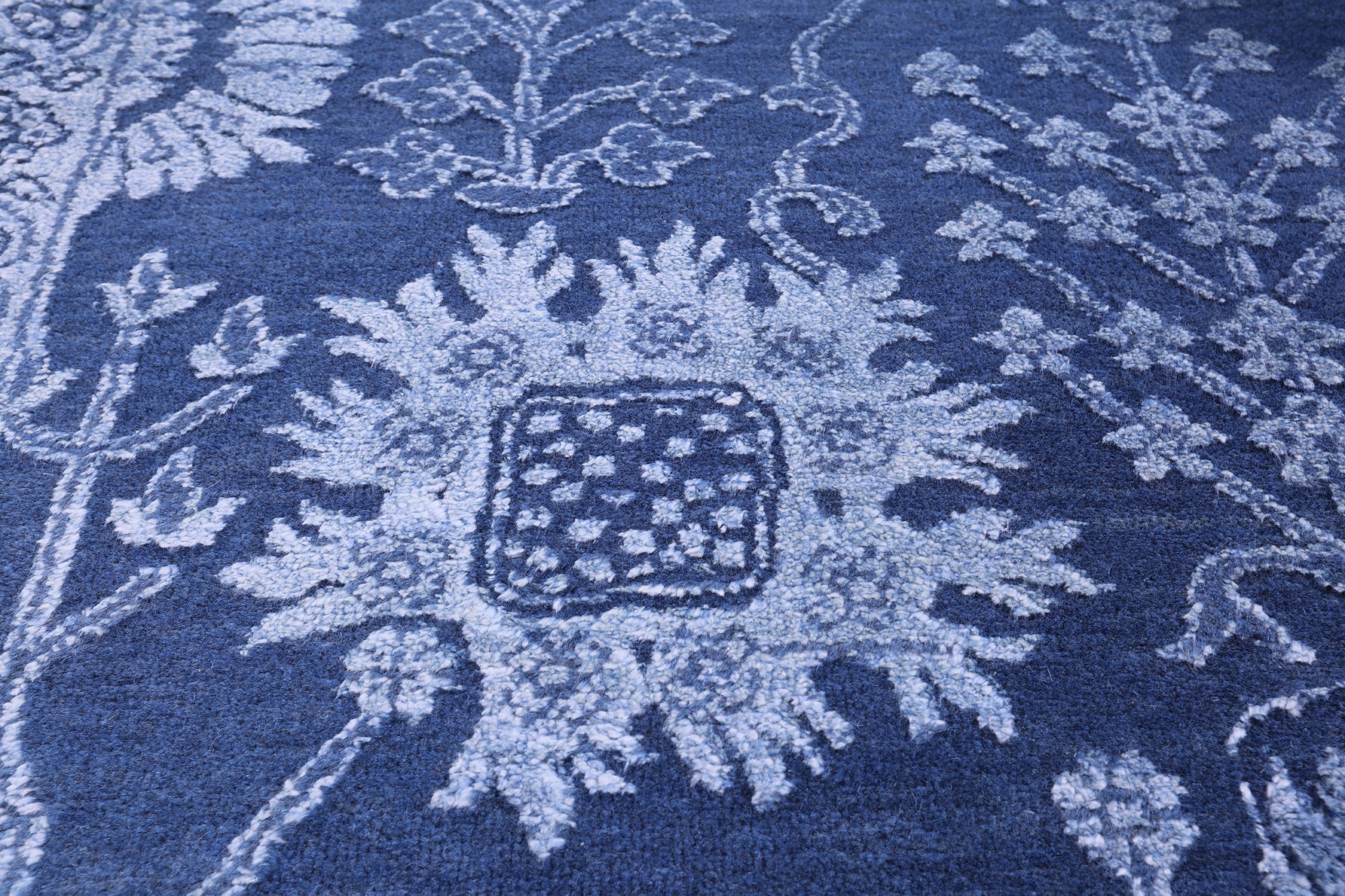 Blue Persian Hand Knotted Wool & Silk Rug - 9' 0" X 12' 4" - Golden Nile