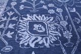Blue Persian Hand Knotted Wool & Silk Rug - 9' 0" X 12' 4" - Golden Nile