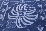 Blue Persian Hand Knotted Wool & Silk Rug - 9' 0" X 12' 4" - Golden Nile
