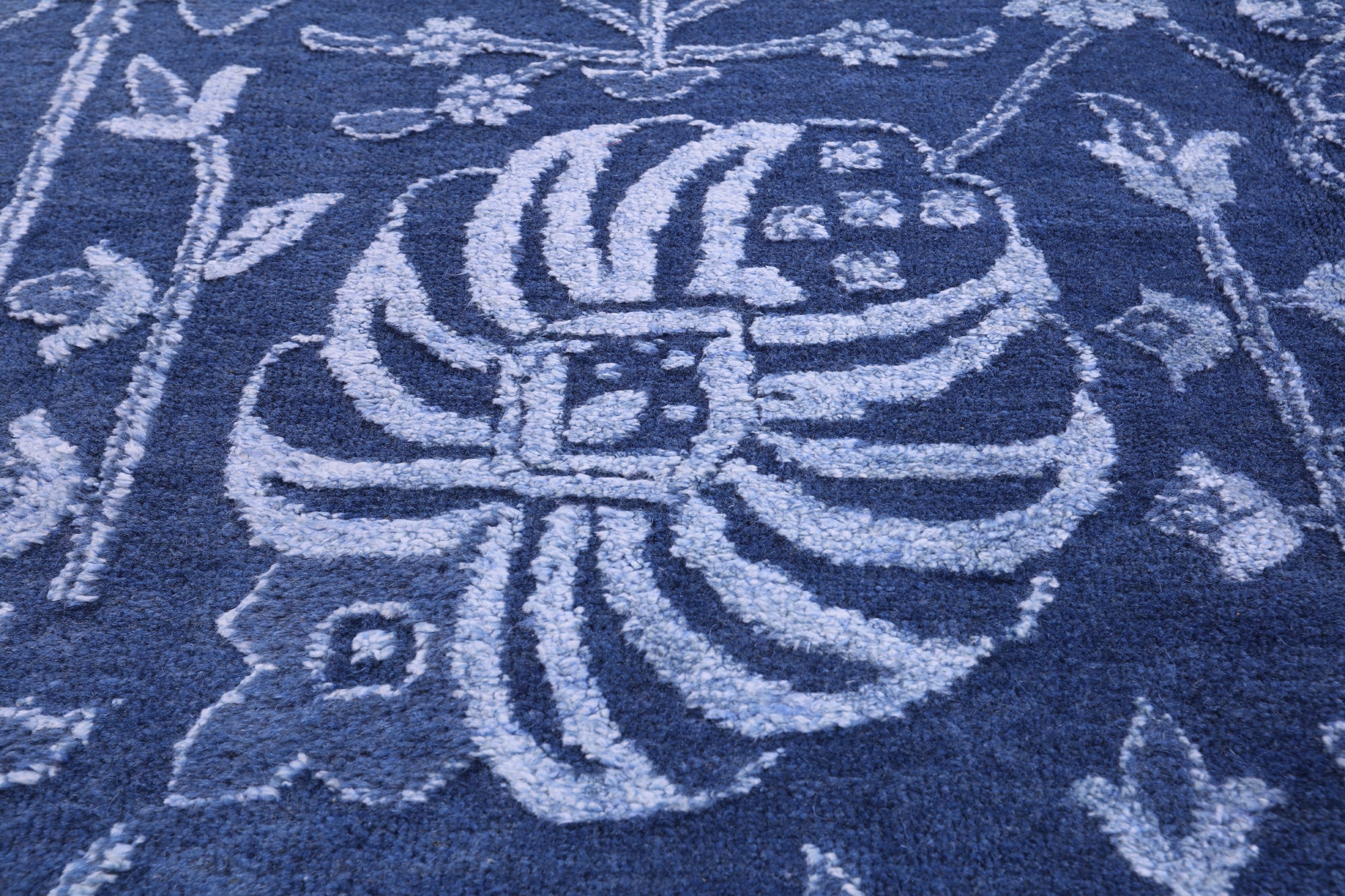 Blue Persian Hand Knotted Wool & Silk Rug - 9' 0" X 12' 4" - Golden Nile