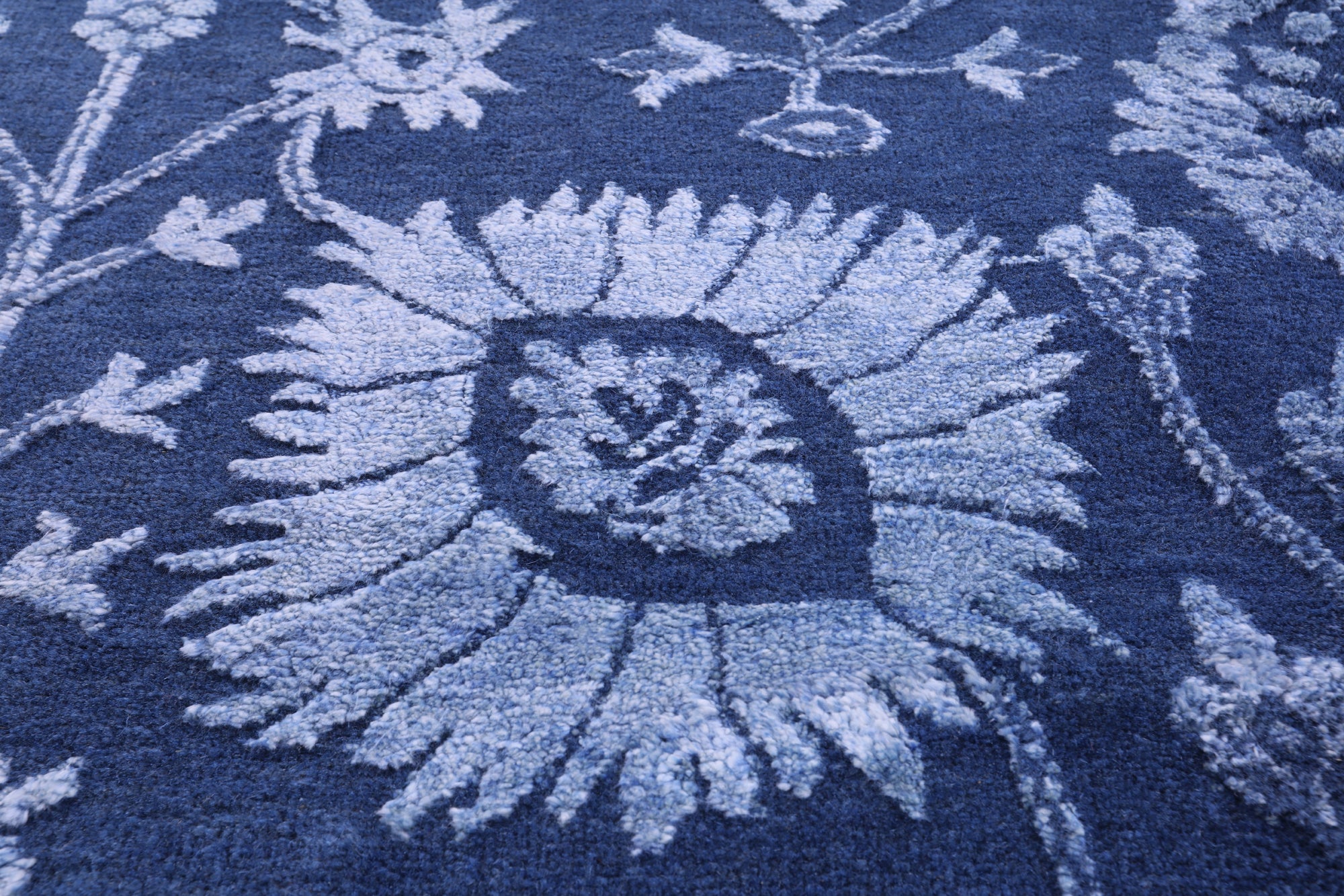 Blue Persian Hand Knotted Wool & Silk Rug - 9' 0" X 12' 4" - Golden Nile