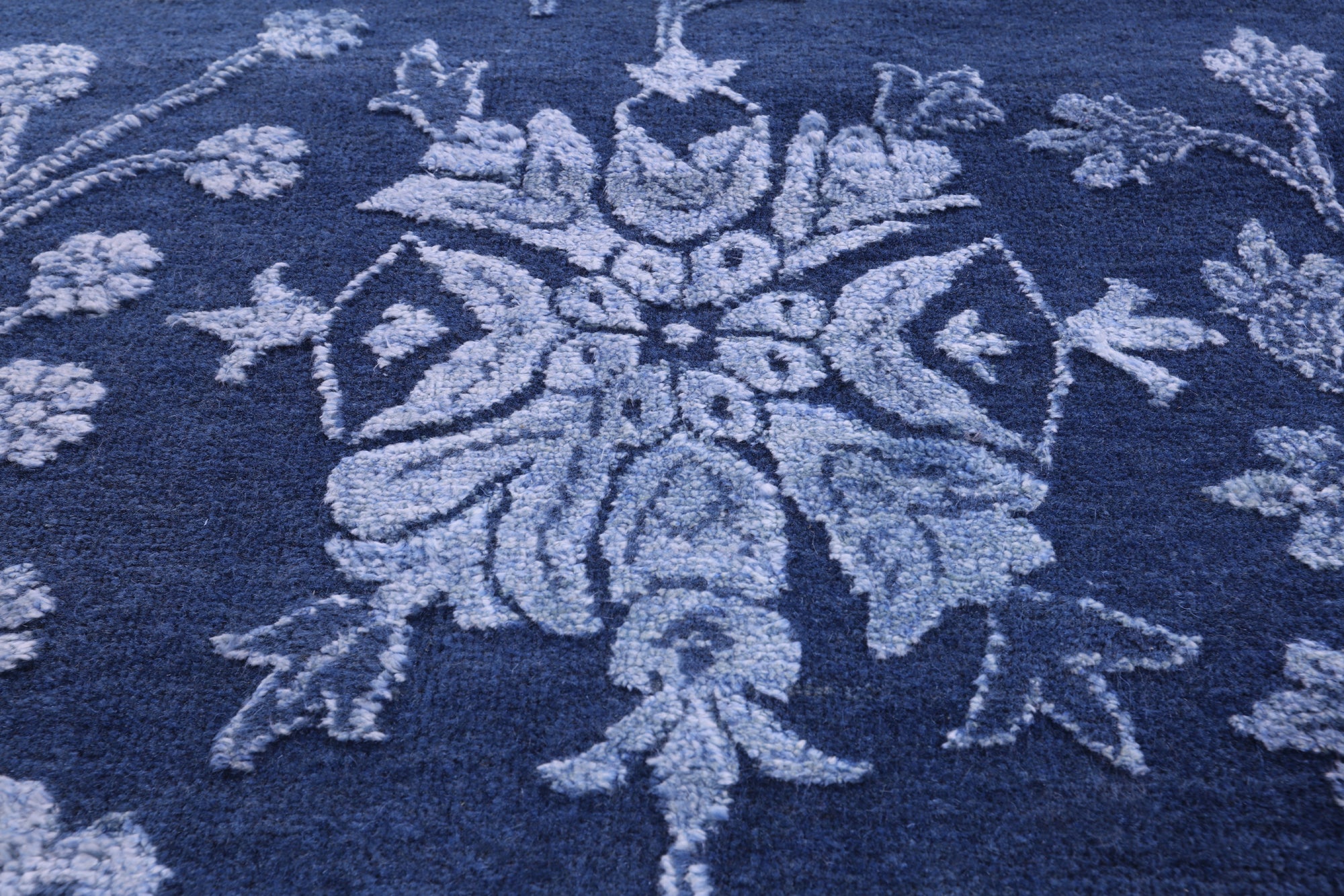 Blue Persian Hand Knotted Wool & Silk Rug - 9' 0" X 12' 4" - Golden Nile
