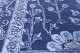 Blue Persian Hand Knotted Wool & Silk Rug - 9' 0" X 12' 4" - Golden Nile