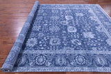 Blue Persian Hand Knotted Wool & Silk Rug - 9' 0" X 12' 4" - Golden Nile
