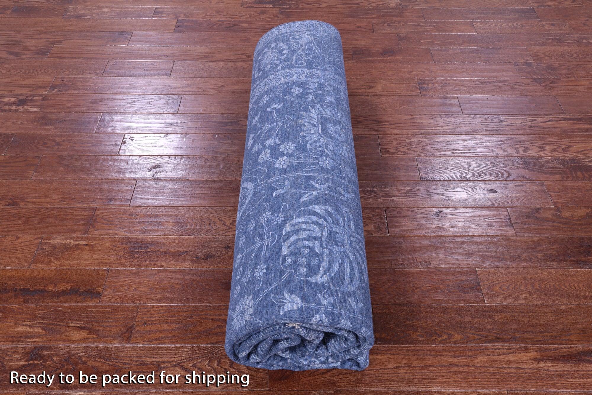 Blue Persian Hand Knotted Wool & Silk Rug - 9' 0" X 12' 4" - Golden Nile