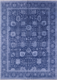 Blue Persian Hand Knotted Wool & Silk Rug - 9' 0" X 12' 4" - Golden Nile