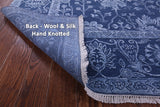 Blue Persian Hand Knotted Wool & Silk Rug - 9' 0" X 12' 4" - Golden Nile