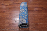 Blue Persian Fine Serapi Hand Knotted Wool & Silk Rug - 8' 1" X 9' 11"