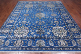 Blue Persian Fine Serapi Hand Knotted Wool & Silk Rug - 8' 1" X 9' 11"