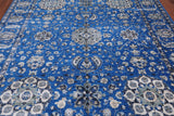 Blue Persian Fine Serapi Hand Knotted Wool & Silk Rug - 8' 1" X 9' 11"