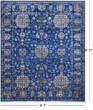 Blue Persian Fine Serapi Hand Knotted Wool & Silk Rug - 8' 1" X 9' 11"