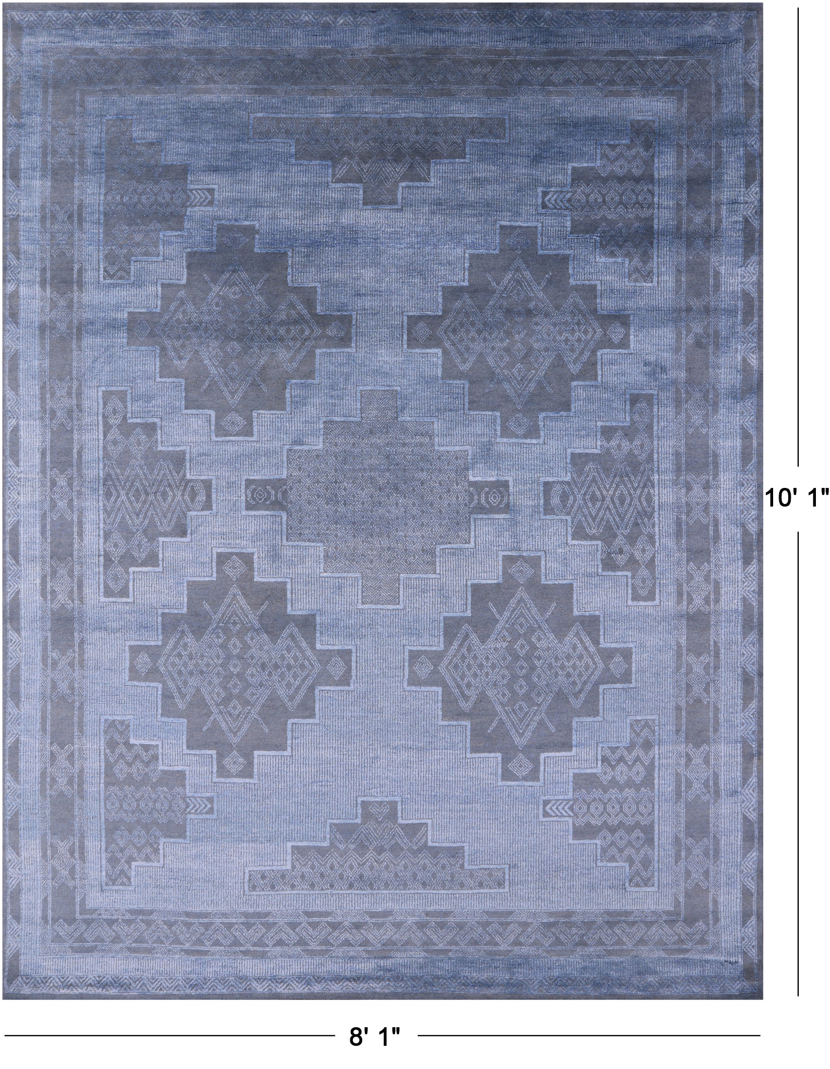 Southwest Navajo Design Gabbeh Hand Knotted Wool Rug - 8' 1" X 10' 1" - Golden Nile