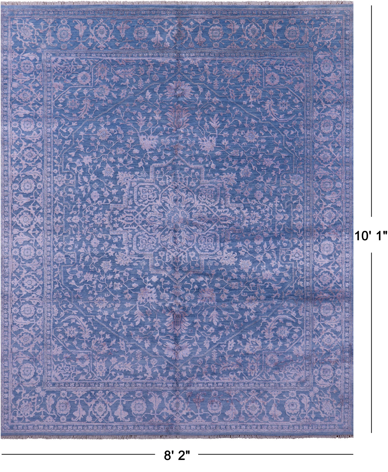 Blue Heriz Serapi Hand Knotted Wool & Silk Rug - 8' 2" X 10' 1" - Golden Nile