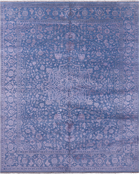 Blue Heriz Serapi Hand Knotted Wool & Silk Rug - 8' 2" X 10' 1" - Golden Nile