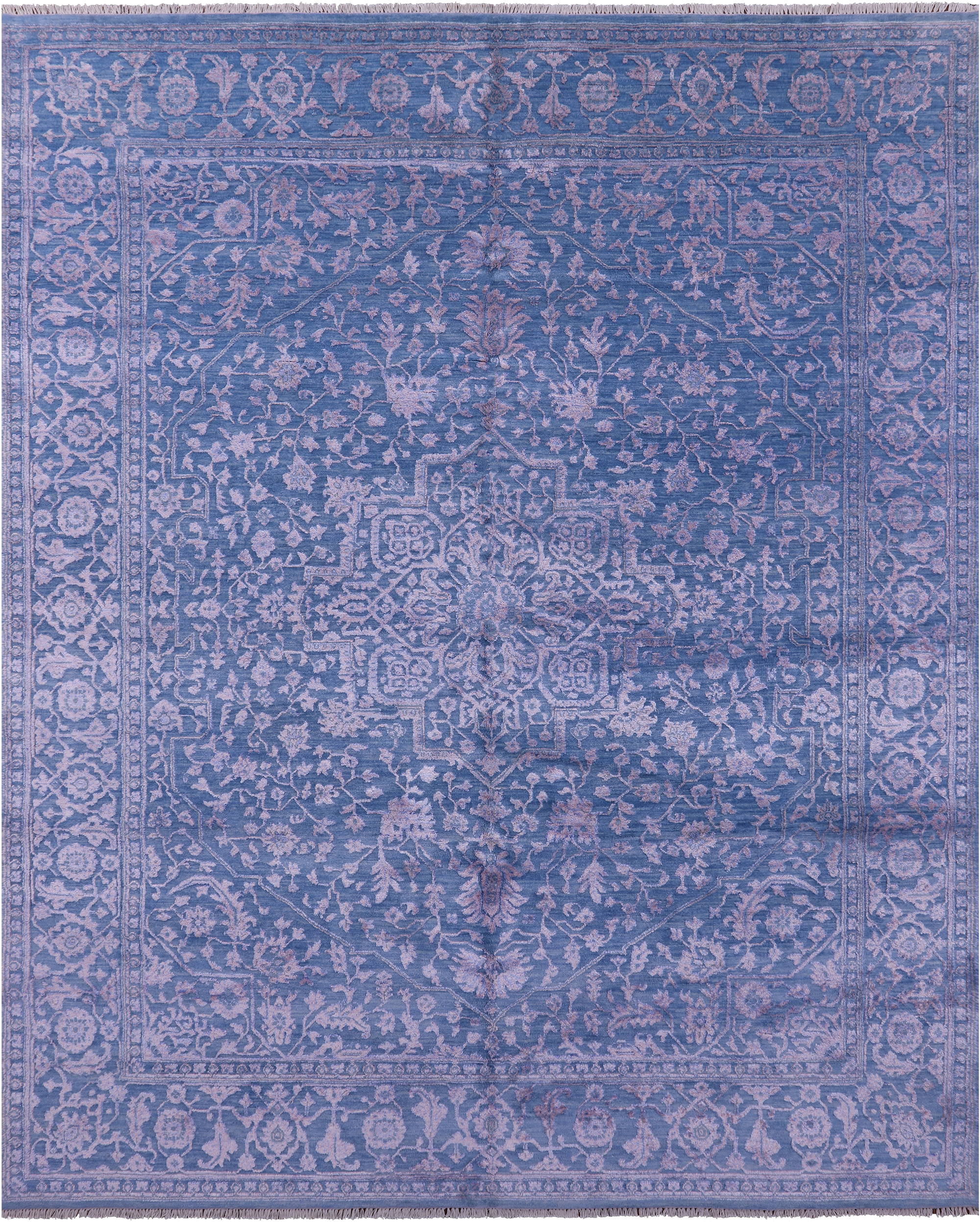 Blue Heriz Serapi Hand Knotted Wool & Silk Rug - 8' 2" X 10' 1" - Golden Nile
