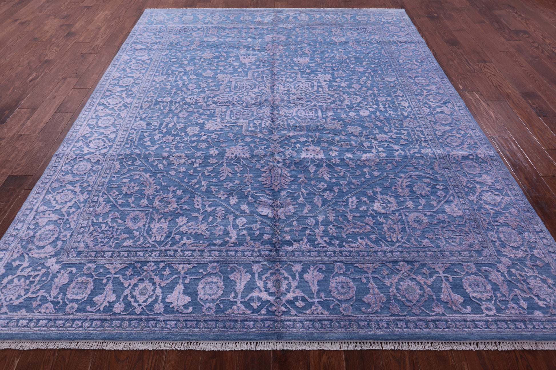 Blue Heriz Serapi Hand Knotted Wool & Silk Rug - 8' 2" X 10' 1" - Golden Nile