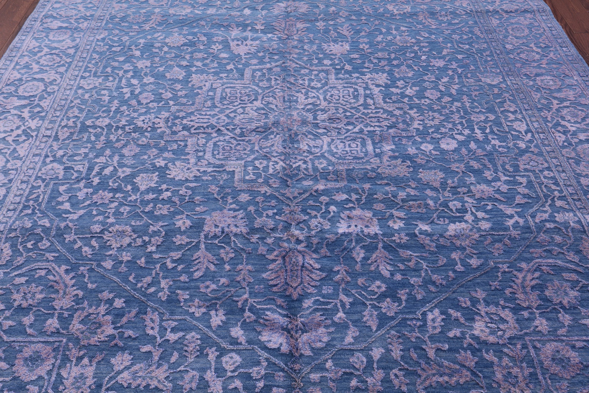 Blue Heriz Serapi Hand Knotted Wool & Silk Rug - 8' 2" X 10' 1" - Golden Nile
