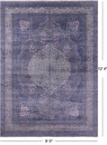 Grey Persian Tabriz Handmade Wool & Silk Rug - 9' 0" X 12' 4" - Golden Nile