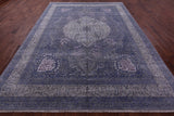 Grey Persian Tabriz Handmade Wool & Silk Rug - 9' 0" X 12' 4" - Golden Nile