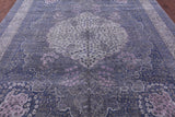 Grey Persian Tabriz Handmade Wool & Silk Rug - 9' 0" X 12' 4" - Golden Nile