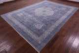Grey Persian Tabriz Handmade Wool & Silk Rug - 9' 0" X 12' 4" - Golden Nile