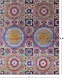 Geometric Persian Mamluk Hand Knotted Wool & Silk Rug - 7' 11" X 9' 9" - Golden Nile