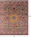 Geometric Persian Mamluk Hand Knotted Wool & Silk Rug - 7' 9" X 9' 10" - Golden Nile