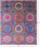 Geometric Persian Mamluk Hand Knotted Wool & Silk Rug - 8' 2" X 9' 11" - Golden Nile