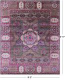 Geometric Persian Mamluk Hand Knotted Wool & Silk Rug - 8' 0" X 9' 11" - Golden Nile