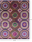 Geometric Persian Mamluk Hand Knotted Wool & Silk Rug - 8' 10" X 12' 1" - Golden Nile
