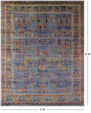 Grey Persian Ziegler Hand Knotted Wool & Silk Rug - 7' 9" X 9' 9" - Golden Nile