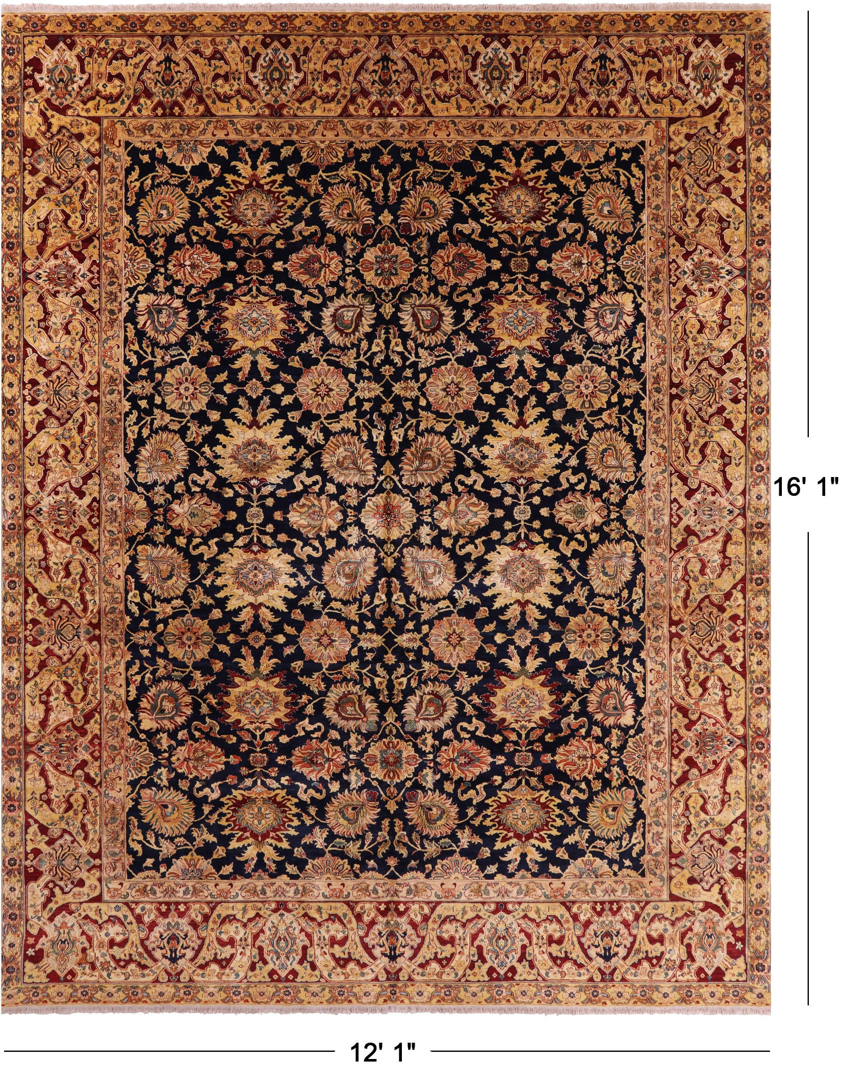 Persian Tabriz Handmade Wool Rug - 12' 1" X 16' 1" - Golden Nile