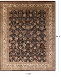 Black Persian Tabriz Hand Knotted Wool Rug - 11' 10" X 15' 0" - Golden Nile