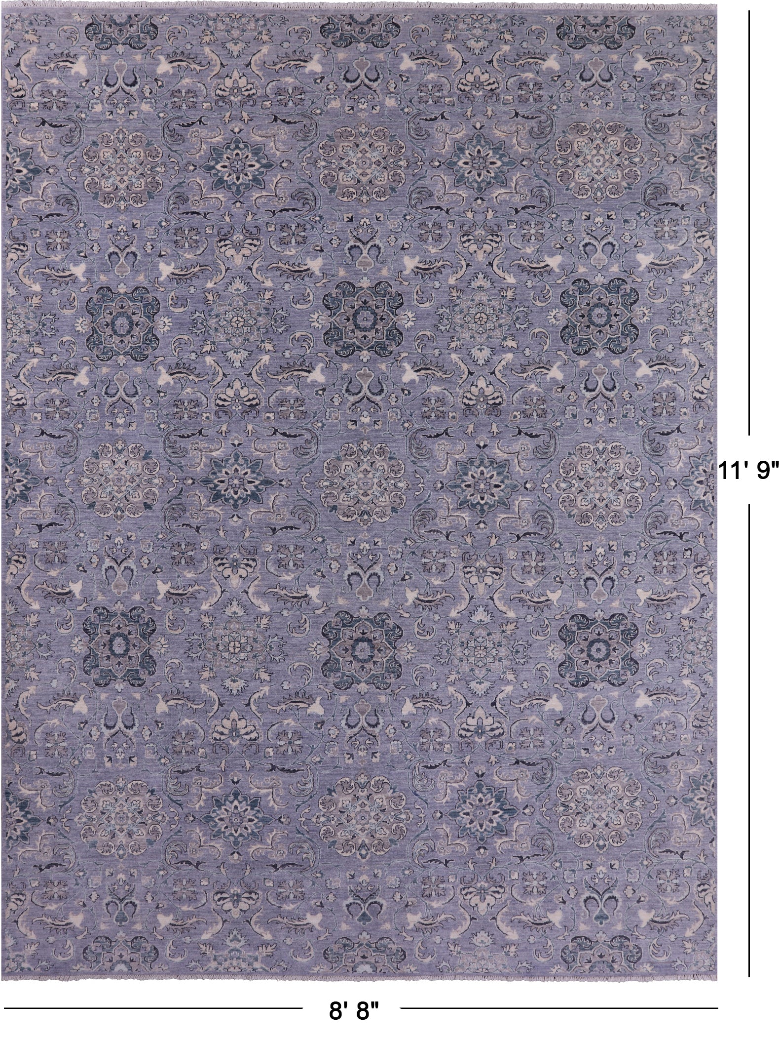 Grey Persian Tabriz Hand Knotted Wool Rug - 8' 8" X 11' 9" - Golden Nile