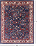 Blue Persian Fine Serapi Hand Knotted Wool Rug - 9' 2" X 11' 8" - Golden Nile